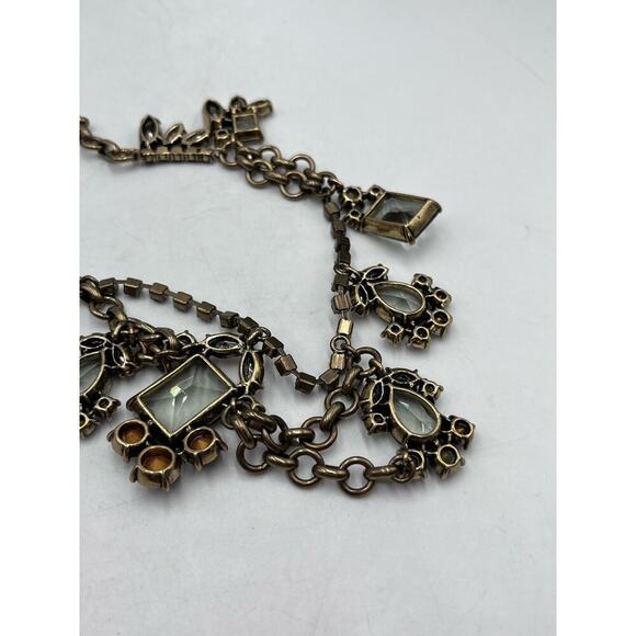 J. Crew Asymmetrical Drape Topaz Black Gray Rhinestone Necklace - Picture 12 of 16